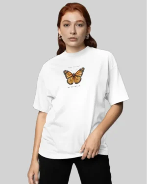 Butterfly Kingdom White Women Oversized T-Shirt front