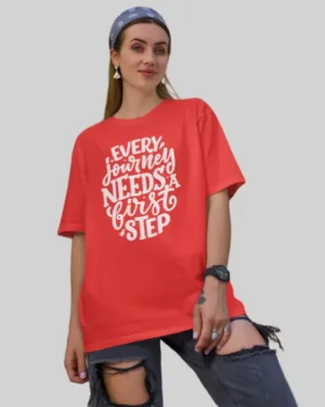 Motivational Red womem Oversized T-Shirt