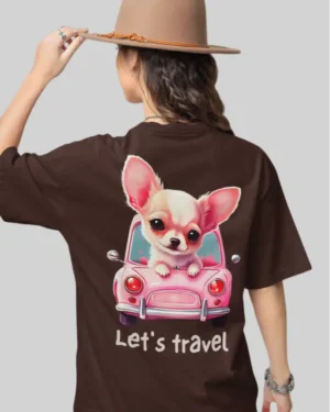 Let's Travel Brown Oversize T-Shirt