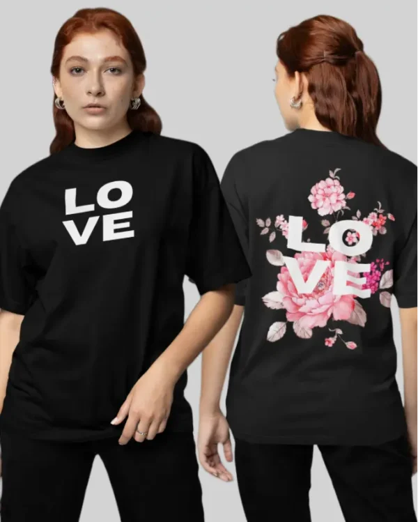 Love Black women Oversized T Shirt back & front