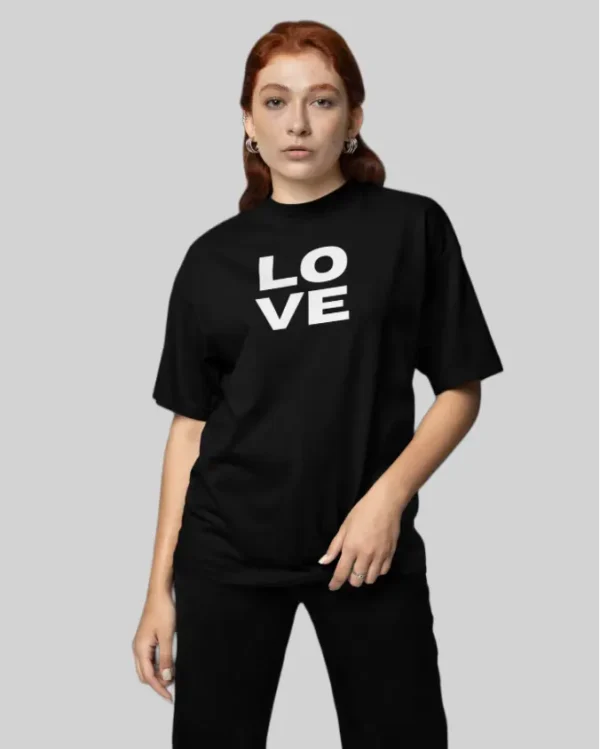 Love Black Oversized T Shirt