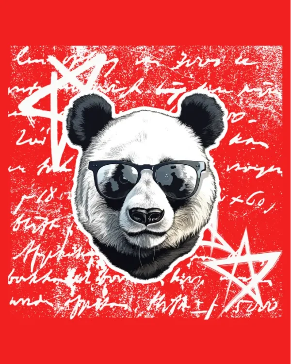 Cool Panda Red Oversized Tshirt design