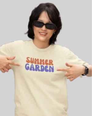 Summer Garden Off White women Oversized T shirt front