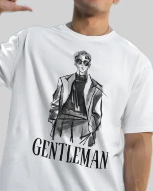 Gentleman White Oversized Tshirt men front