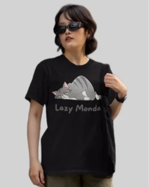 Lazy Monday Black Oversized T shirt Teenage Girl