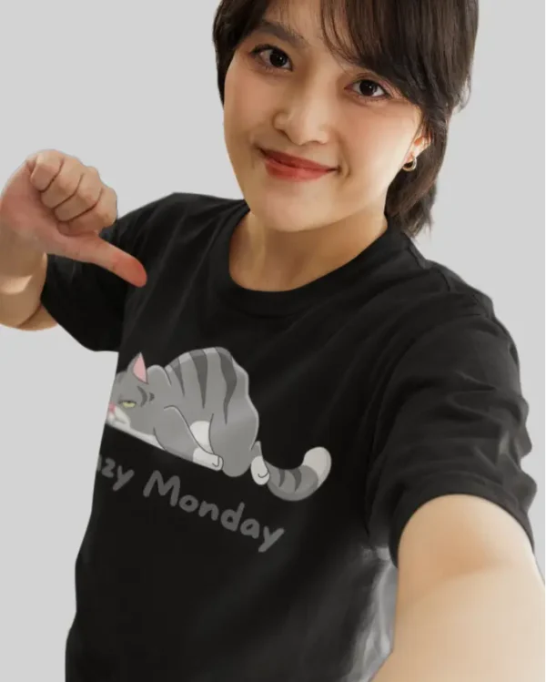 Lazy Monday Black Oversized T shirt for Teenage Girl