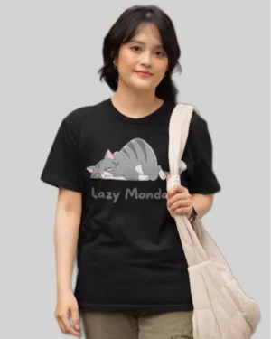 Lazy Monday Black Oversized T shirt Teenage Girl