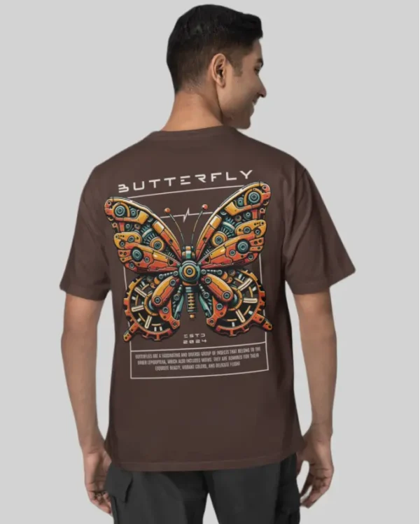 Mechanical Butterfly Brown men Oversized Tshirt