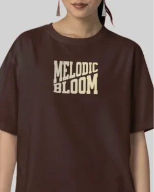 Melodic Bloom Brown Oversized T-Shirt