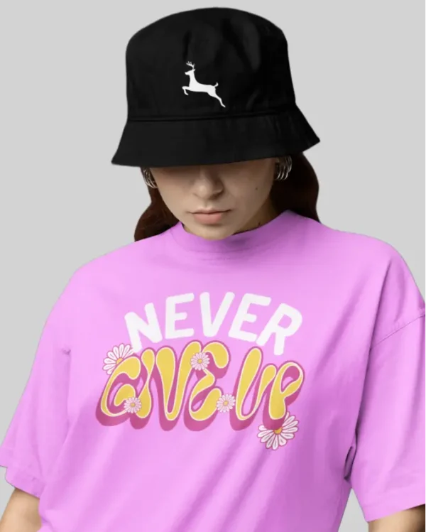 Never Give Up Lavender women Oversized T-Shirt front