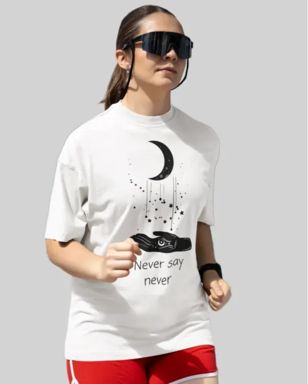 Never Say Never White women Oversized TShirt running