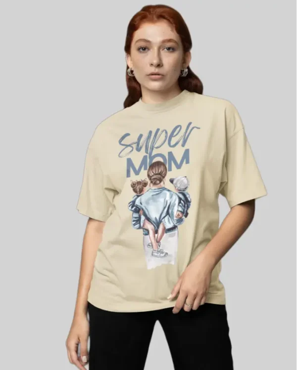 Super Mom Beige teenage girl Oversized Tshirt