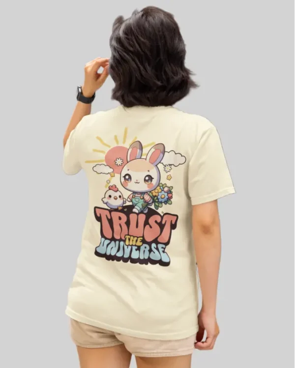 Trust The Universe Off White women Oversized T shirt back