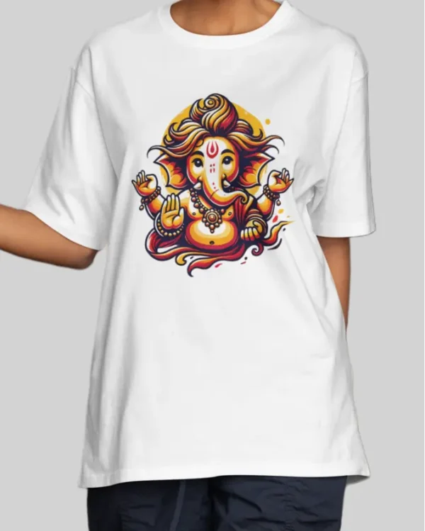 Ganesh White Women Oversized T Shirt