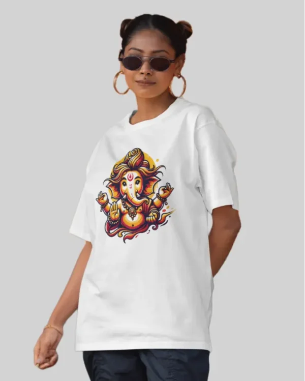 Ganesh White Women Oversized T Shirt