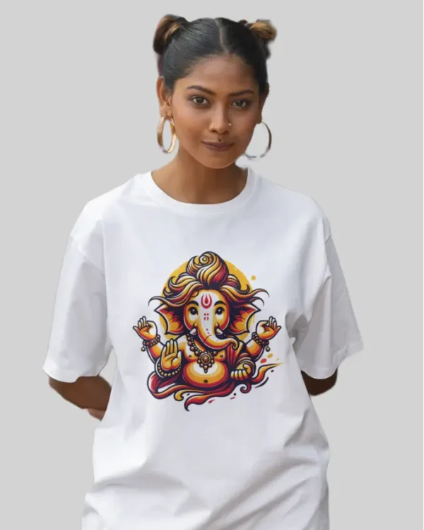 Ganesh White Women Oversized T Shirt