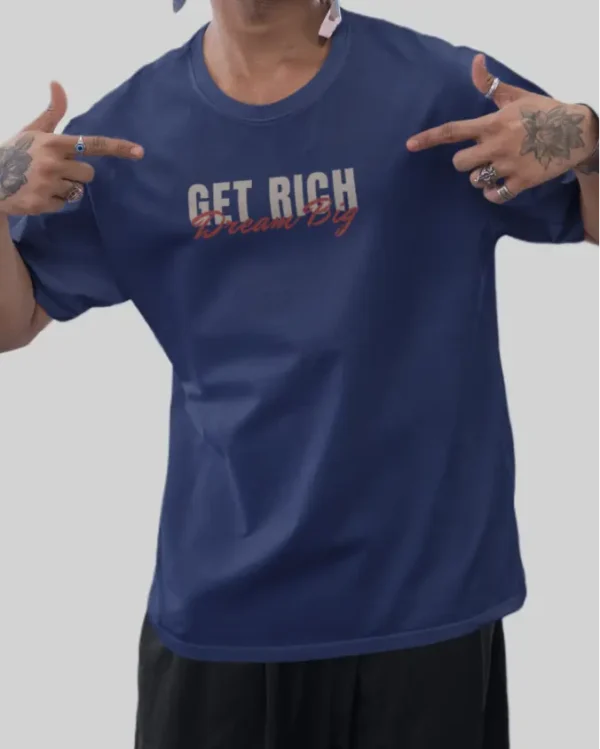 Get Rich Navy Blue men Oversized Tshirt