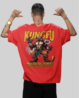 Kung Fu Red Oversized Tshirt