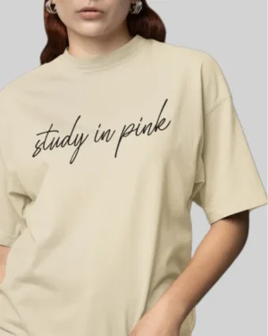 Pink Pencil Beige Oversized Tshirt