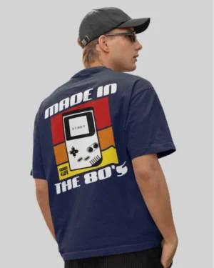 Retro Games Navy Blue Oversized T Shirt