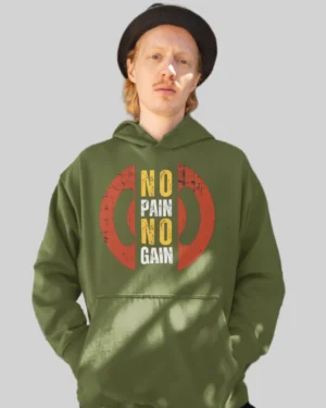 No Pain No Gain Army Green Hoodie