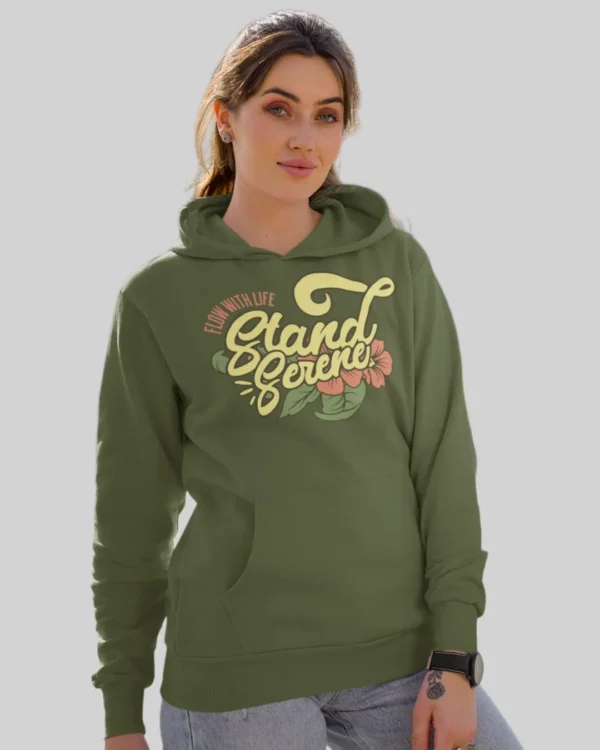 Stand Serene Army Green Hoodie