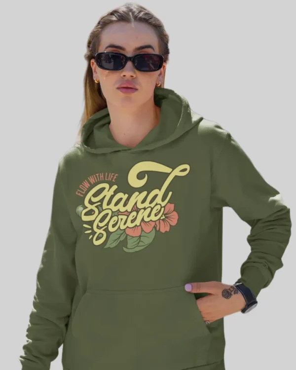 Stand Serene Army Green Hoodie